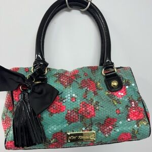 Betsy Johnson sequins rose pattern purse.